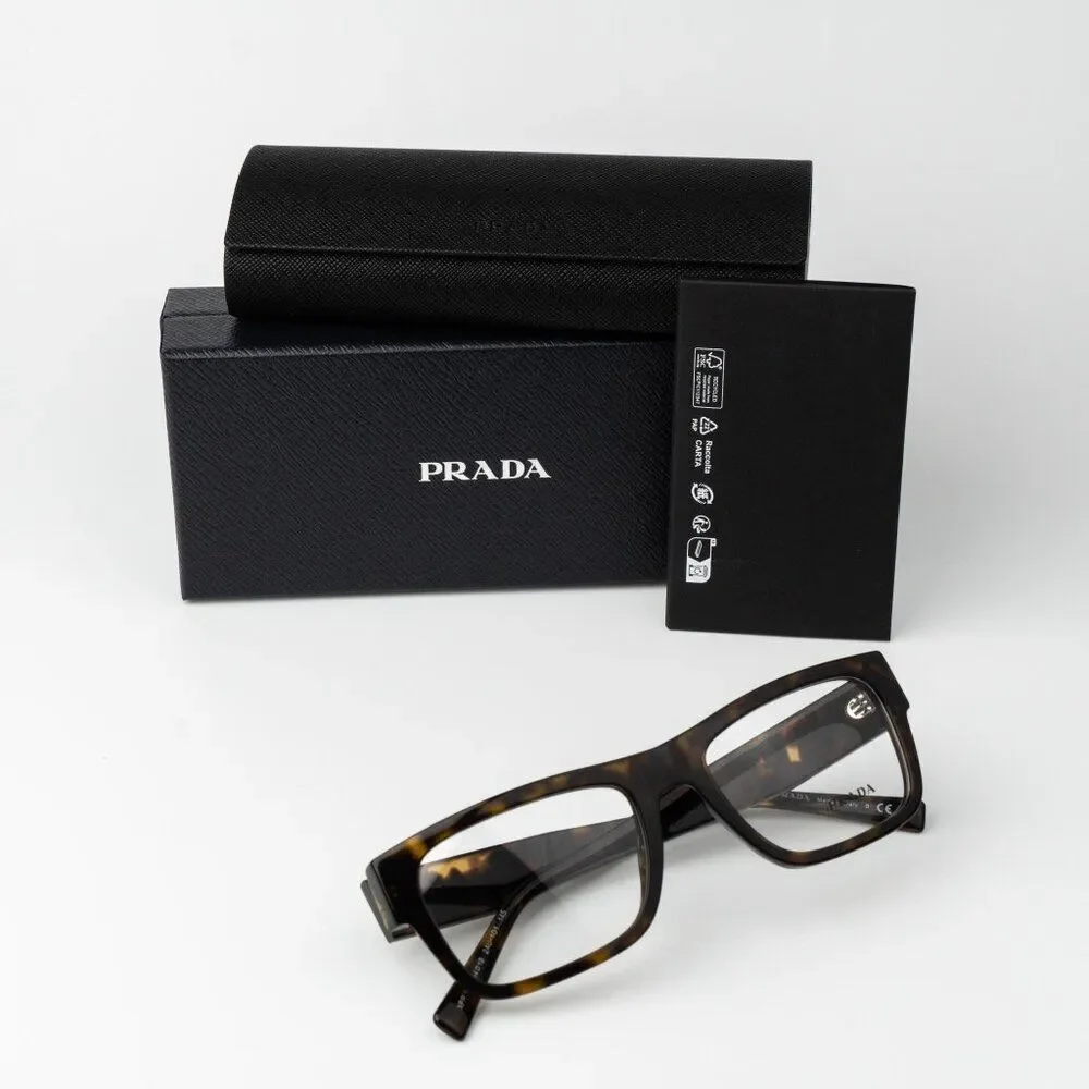 Prada Women Eyeglasses Havana Rectangle Unisex PR15YV 2AU1O1 BRAND NEW
